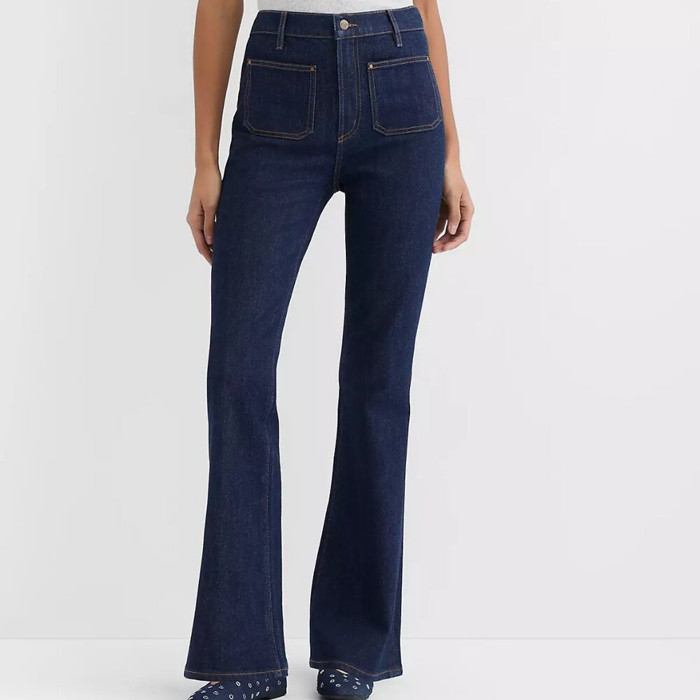 Ann Taylor Loft Curvy High Rise Slim Flare Jeans - Classic Wash - Size 10 - Picture 2 of 3